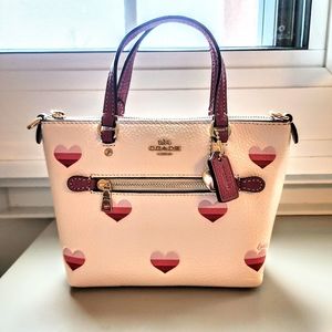 Coach Stripe Heart Print Mini Gallery Crossbody Purse